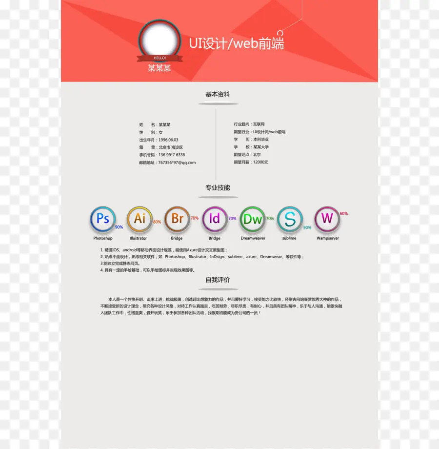 Ui Design Resume，ประวัติย่อ PNG