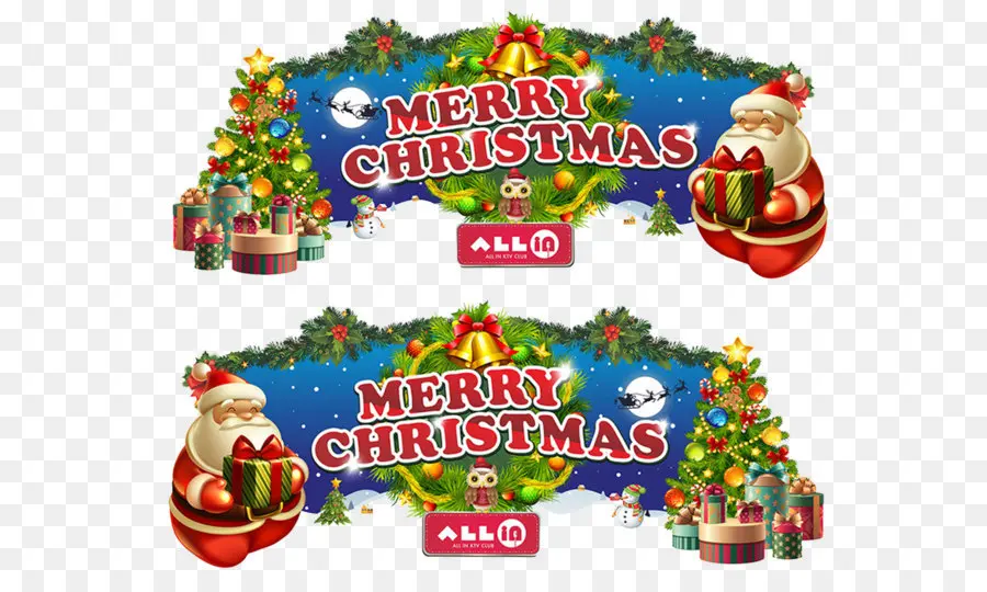 Merry Christmas Banner，ซานต้า PNG