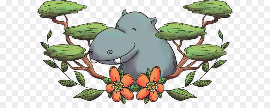 Happy Hippo，การ์ตูน PNG