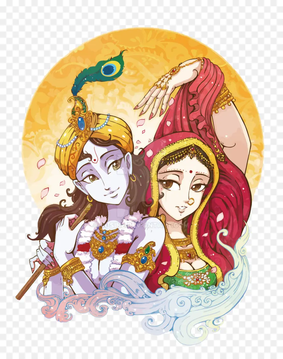 Krishna และ Radha，ขลุ่ย PNG