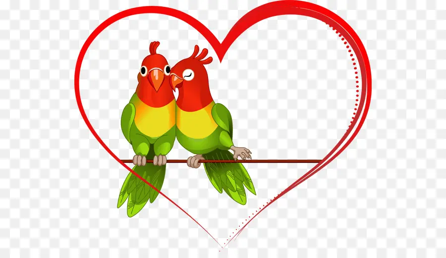 Lovebirds In Heart，นกแก้ว PNG