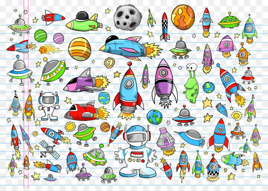 Doodles Space，จรวด PNG