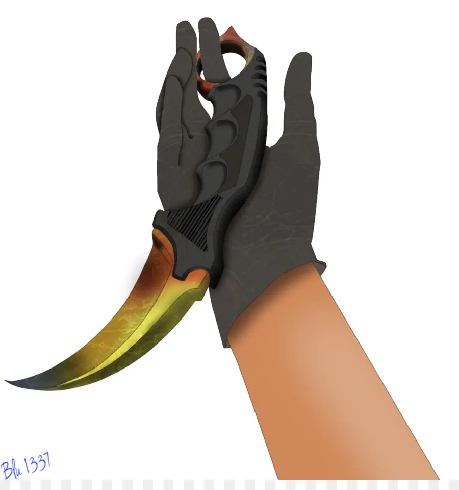 มีด Karambit พร้อมถุงมือ，ใบมีดโค้ง PNG