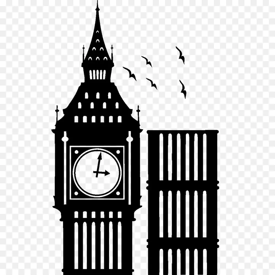 Big Ben Silhouette，หอนาฬิกา PNG