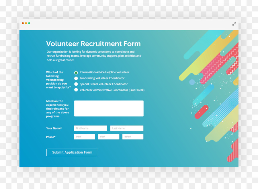 แบบฟอร์มการสรรหาอาสาสมัคร，แอปพลิเคชัน PNG
