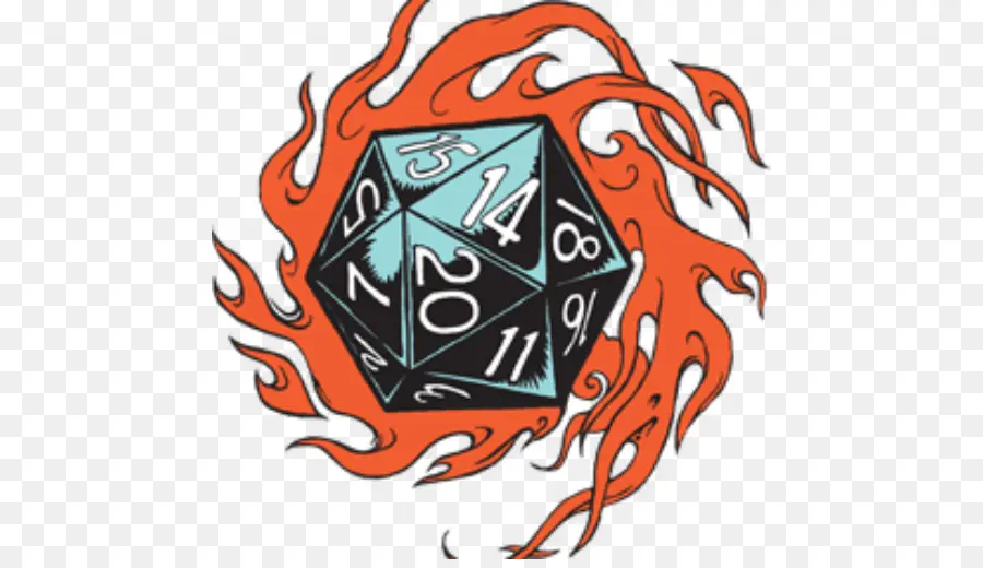 Flaming D20 Dice，ลูกเต๋า PNG