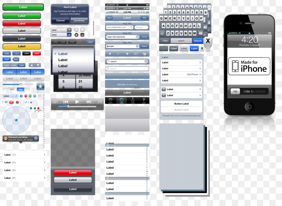 Iphone 4s，ส่วนติดต่อผู้ใช้ PNG