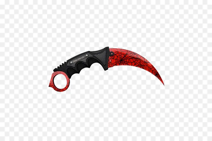 มีด Karambit สีแดง，ใบมีดโค้ง PNG