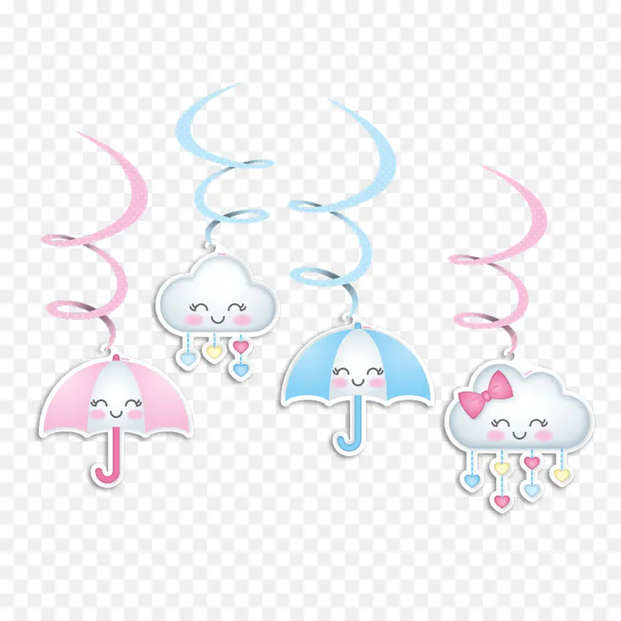 ร่มและเมฆน่ารัก，สีชมพู PNG