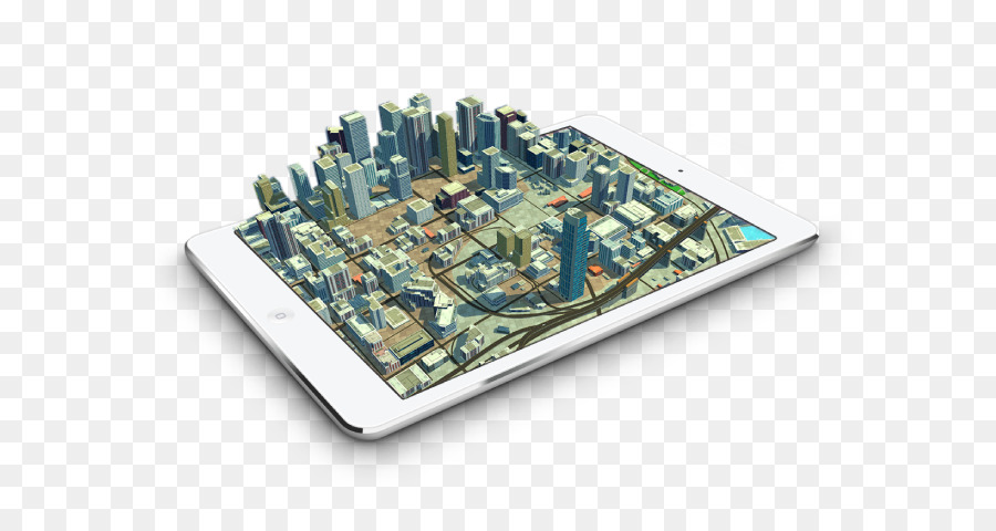 3d City On Tablet，อาคาร PNG