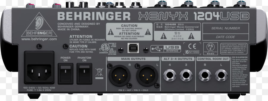 ไมโครโฟน，Behringer Xenyx X1204usb PNG