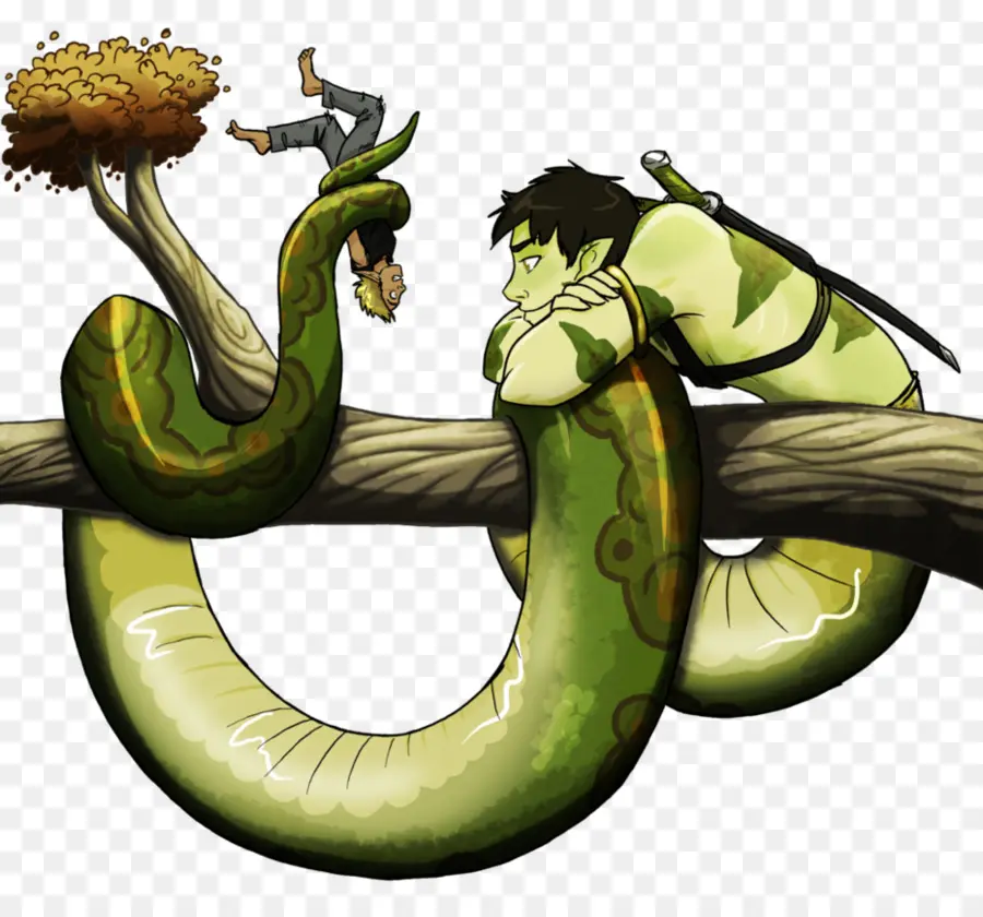 Cartoon Snake And Man，งู PNG