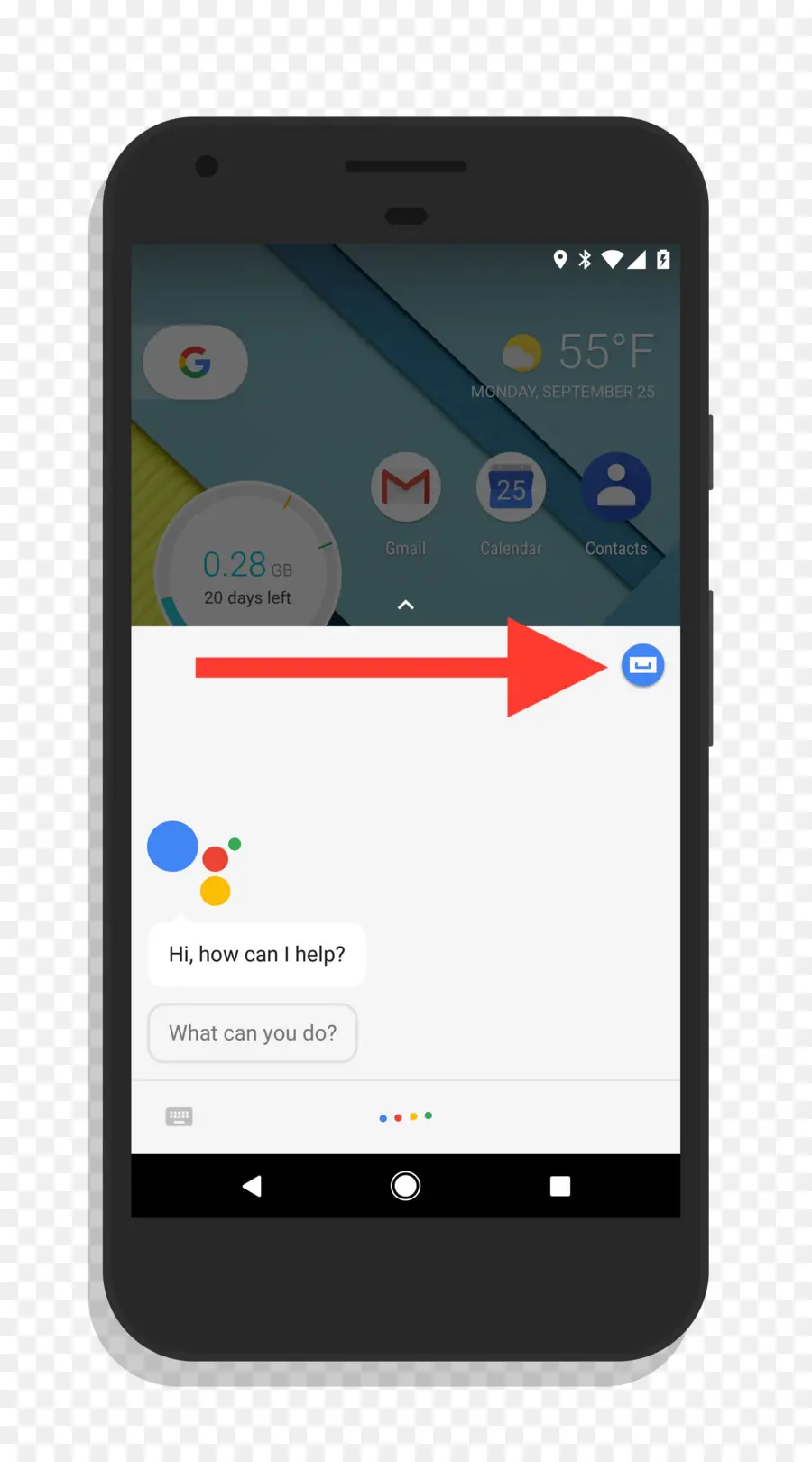 สมาร์ทโฟนกับ Google Assistant，หน้าจอ PNG