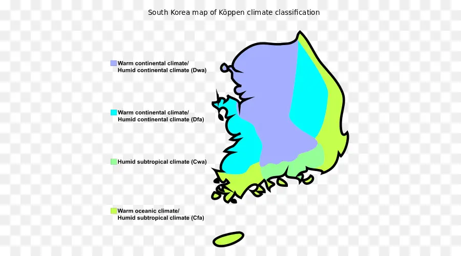 แผนที่การจำแนกสภาพภูมิอากาศ，เกาหลีใต้ PNG