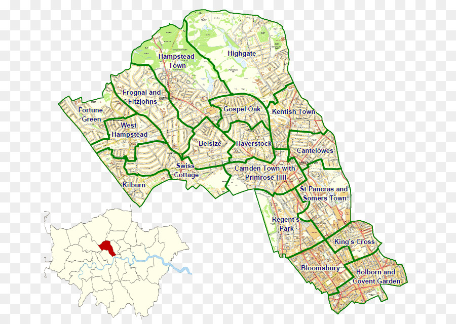 แผนที่ของ Camden，กรุงลอนดอน PNG