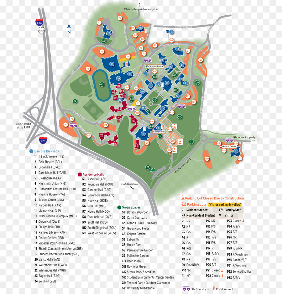 แผนที่วิทยาเขต，อาคาร PNG