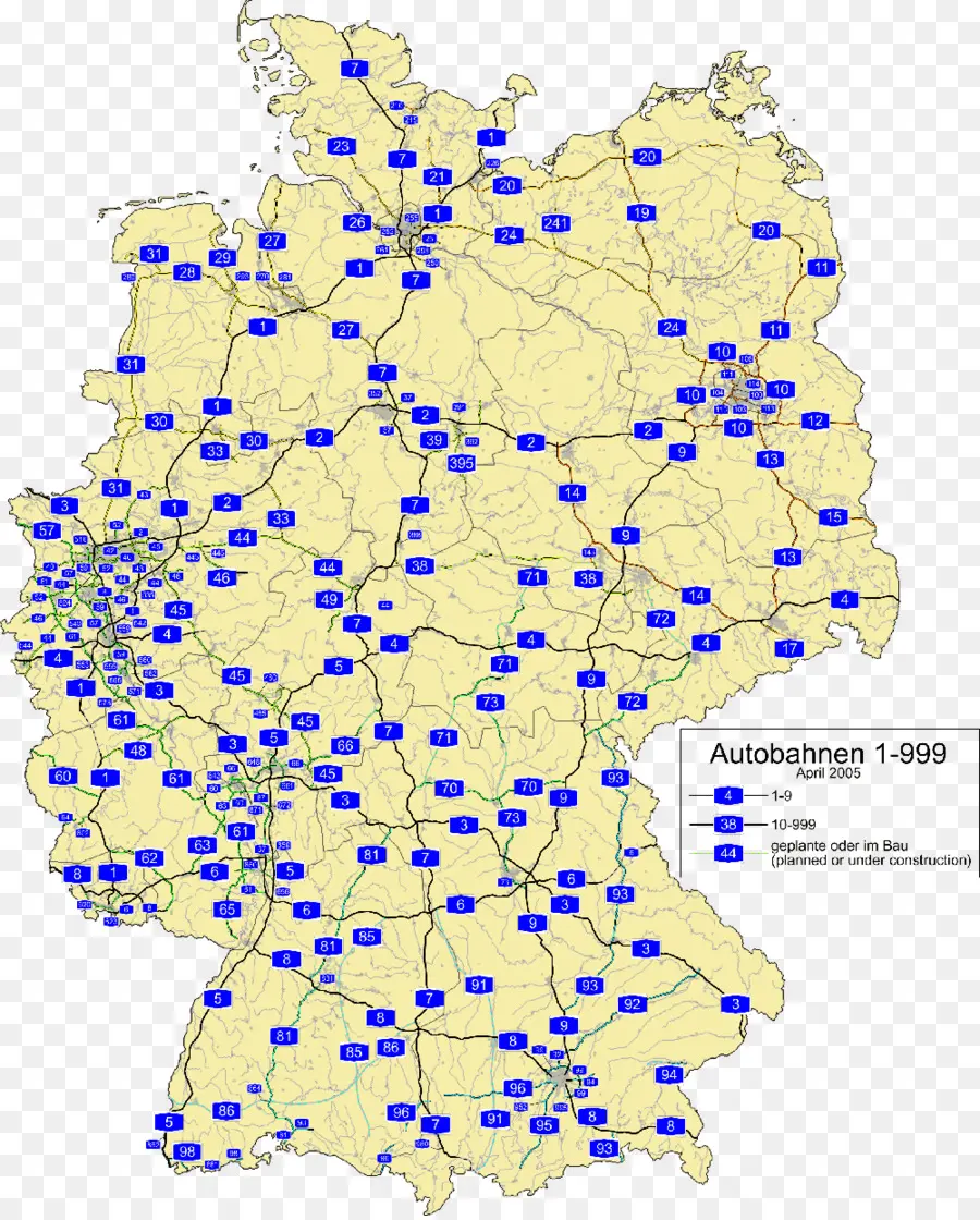 แผนที่ Autobahn ของเยอรมนี，ทางหลวง PNG