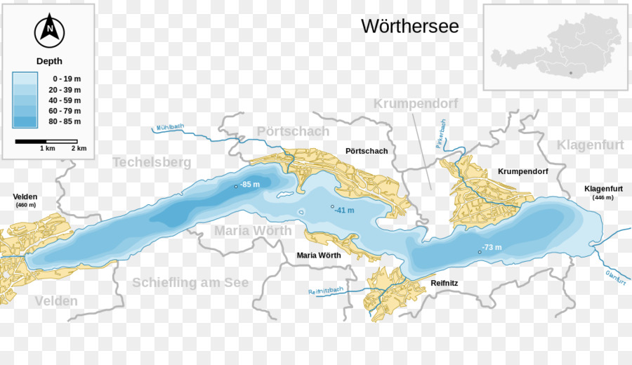 แผนที่wörthersee，ทะเลสาบ PNG