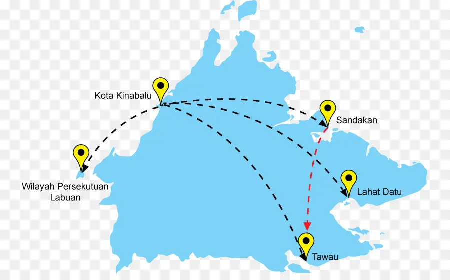 แผนที่ซาบาห์，สถานที่ PNG