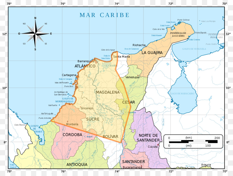 แผนที่ทางตอนเหนือของโคลัมเบีย，ประเทศโคลัมเบีย PNG