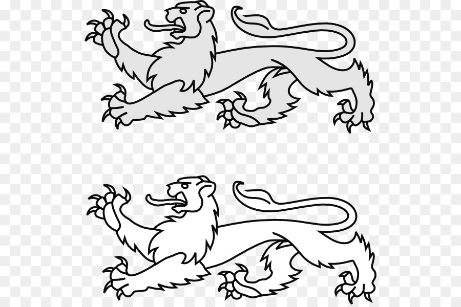 Heraldic Lion，ขาวดำ PNG