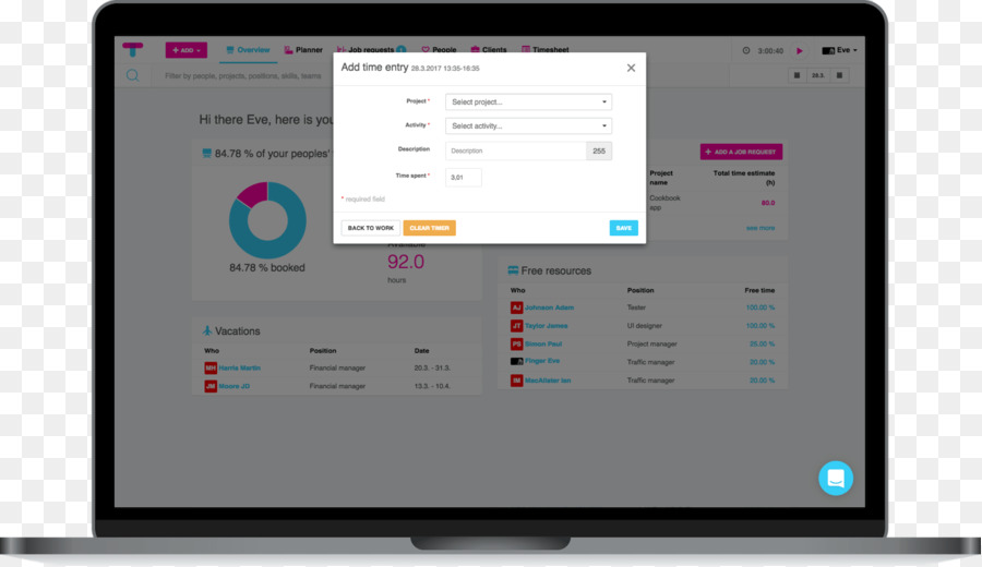 Timetracking ซอฟต์แวร์，วางแผน PNG