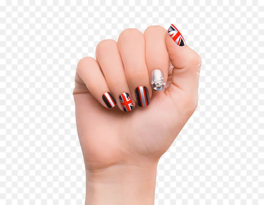 Union Jack Nail Art，มือ PNG