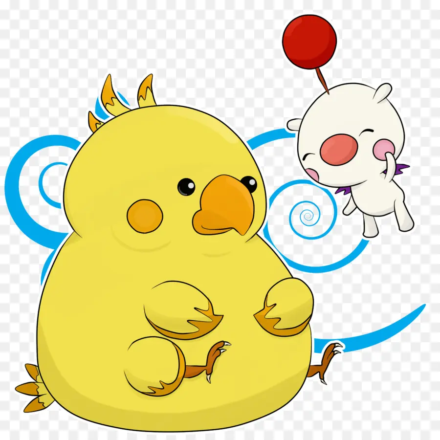 Chocobo และ Moogle，นกสีเหลือง PNG