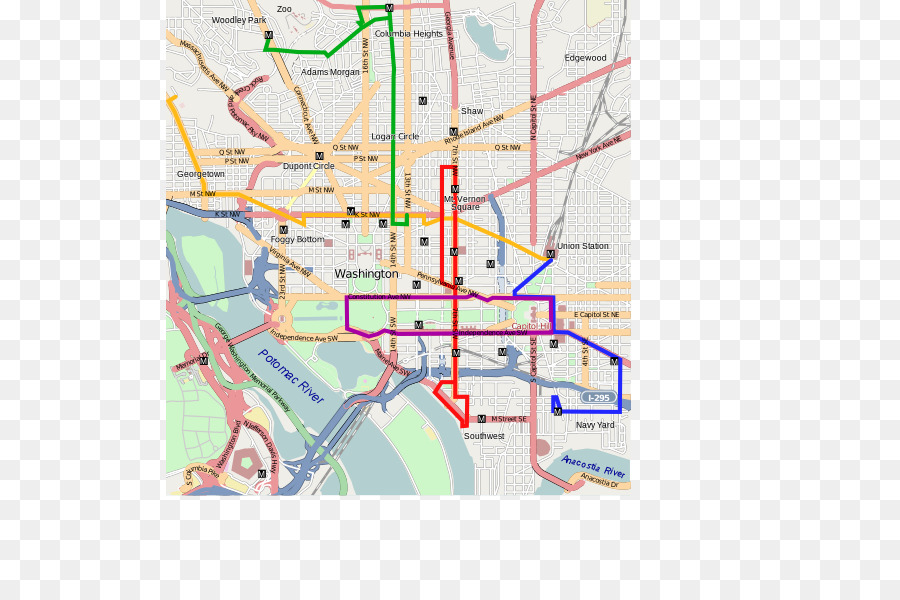 แผนที่，วอชิงตันดีซี PNG