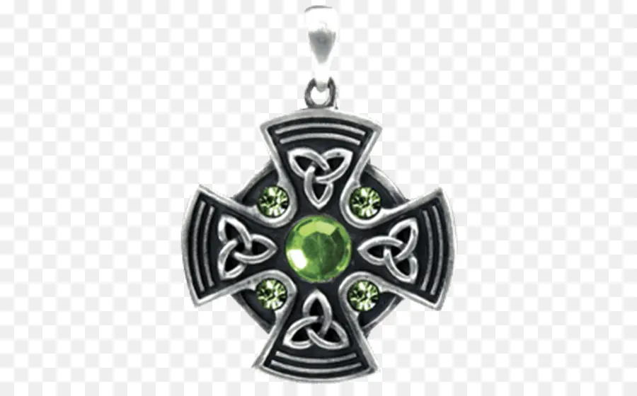 Celtic Cross Mendant，อัญมณีสีเขียว PNG