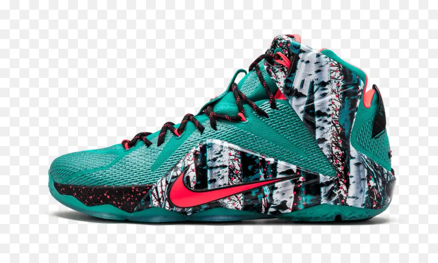 รองเท้ากีฬา，คน Nike Lebron 12 Xmas Akron แคส ช่วยเตืองบาสเกตบรองเท้า Emerald Greenhyper Punchdark Emerald การสังเคราะห์อธิบาย 10 PNG