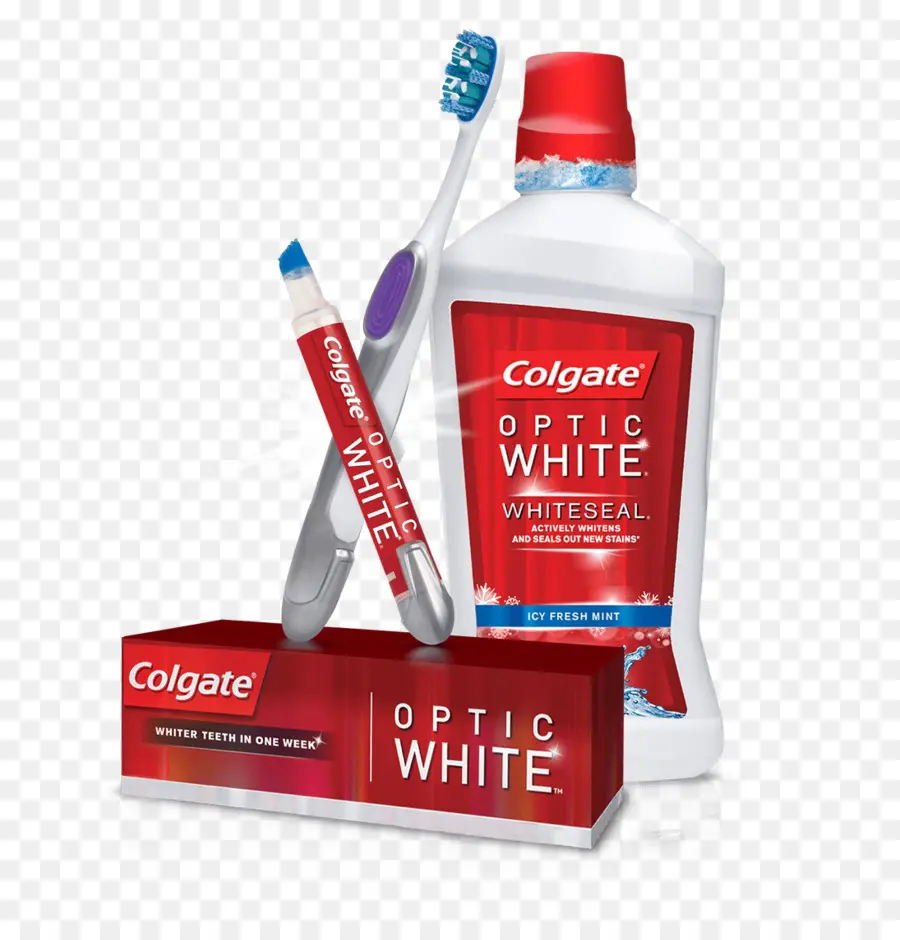 น้ำยาบ้วนปาก，Colgate Optic ยาสีฟันอันขาว PNG