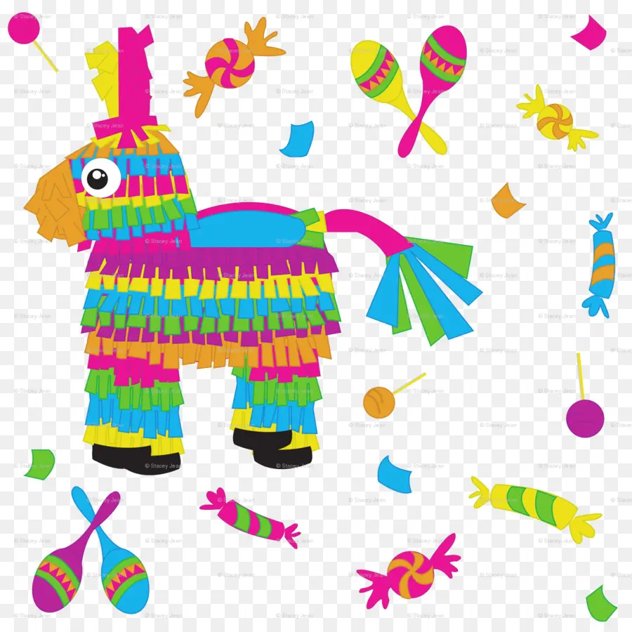 Piñataสีสันสดใส，ลูกอม PNG