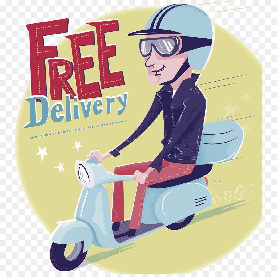 Delivery Man บนสกูตเตอร์，จัดส่งฟรี PNG