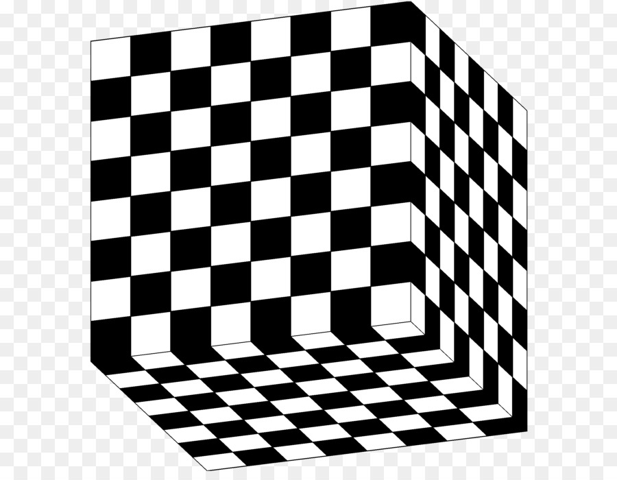 Checkerboard Cube，ขาวดำ PNG