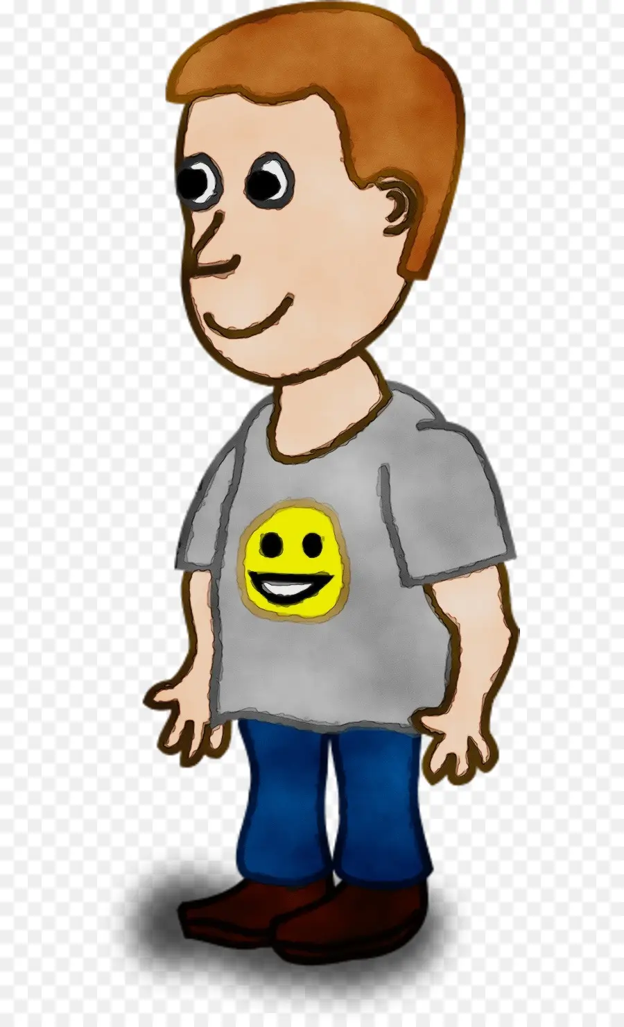 Cartoon Boy With Smiley Shirt，รอยยิ้ม PNG