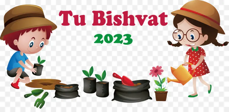 Tu Bishvat，เด็กที่มีพืช PNG