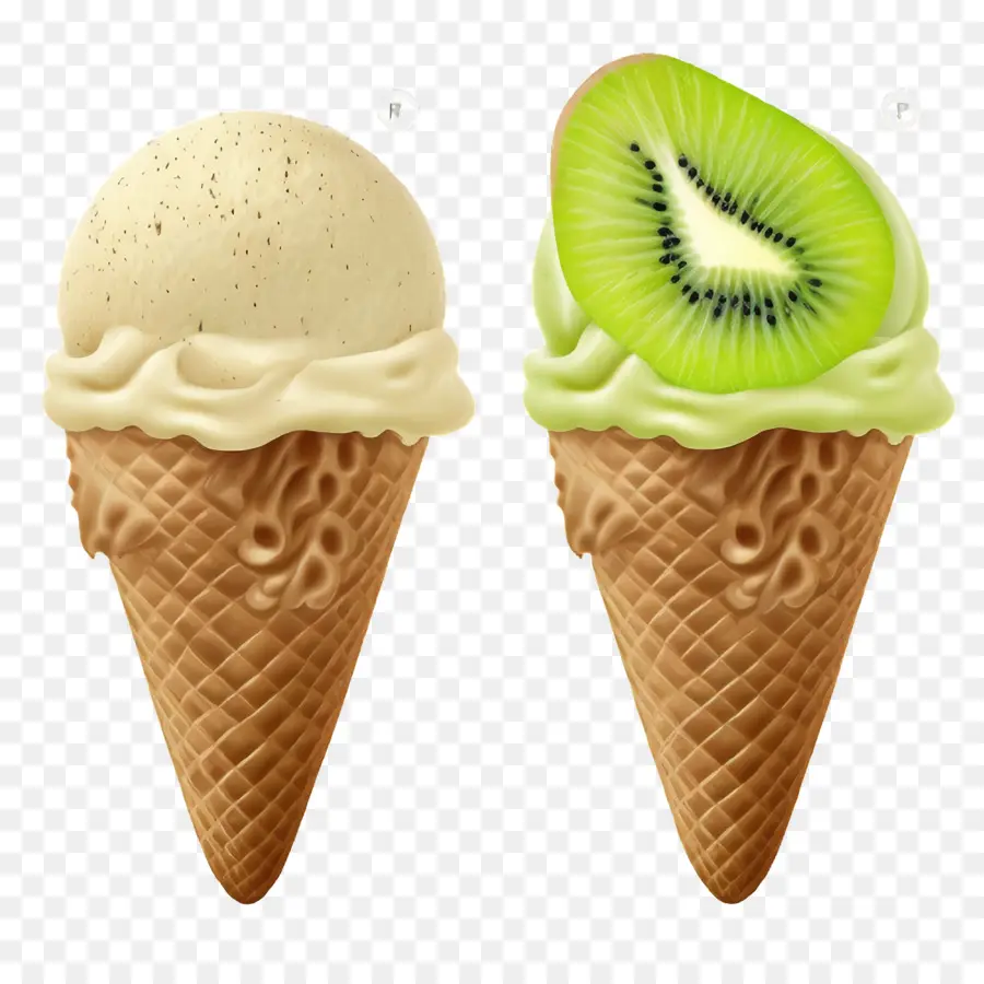 ไอศครีมโคน，Kiwi Soft Ice Cream Cone PNG