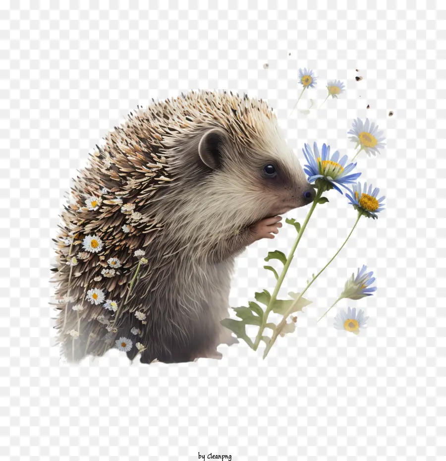 เม่นดมดอกไม้，การ์ตูนปัก Hedgehog PNG