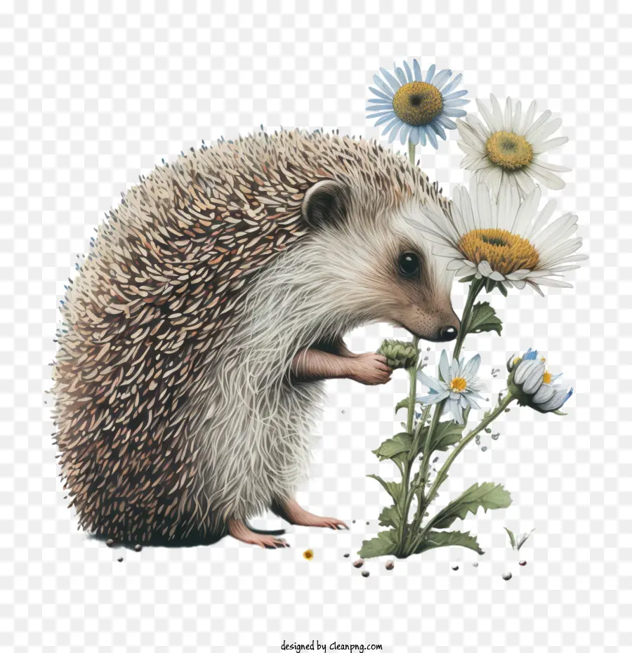 เม่นดมดอกไม้，การ์ตูนปัก Hedgehog PNG