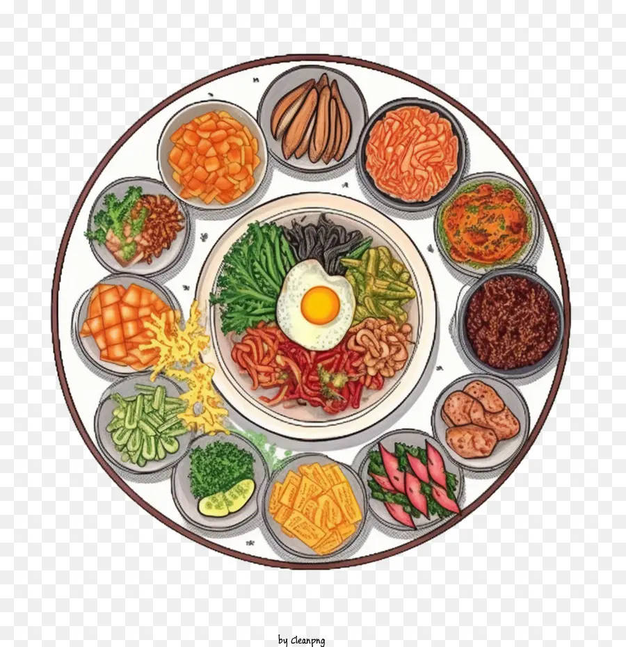 Doodle Korean Food，อาหารเกาหลี PNG