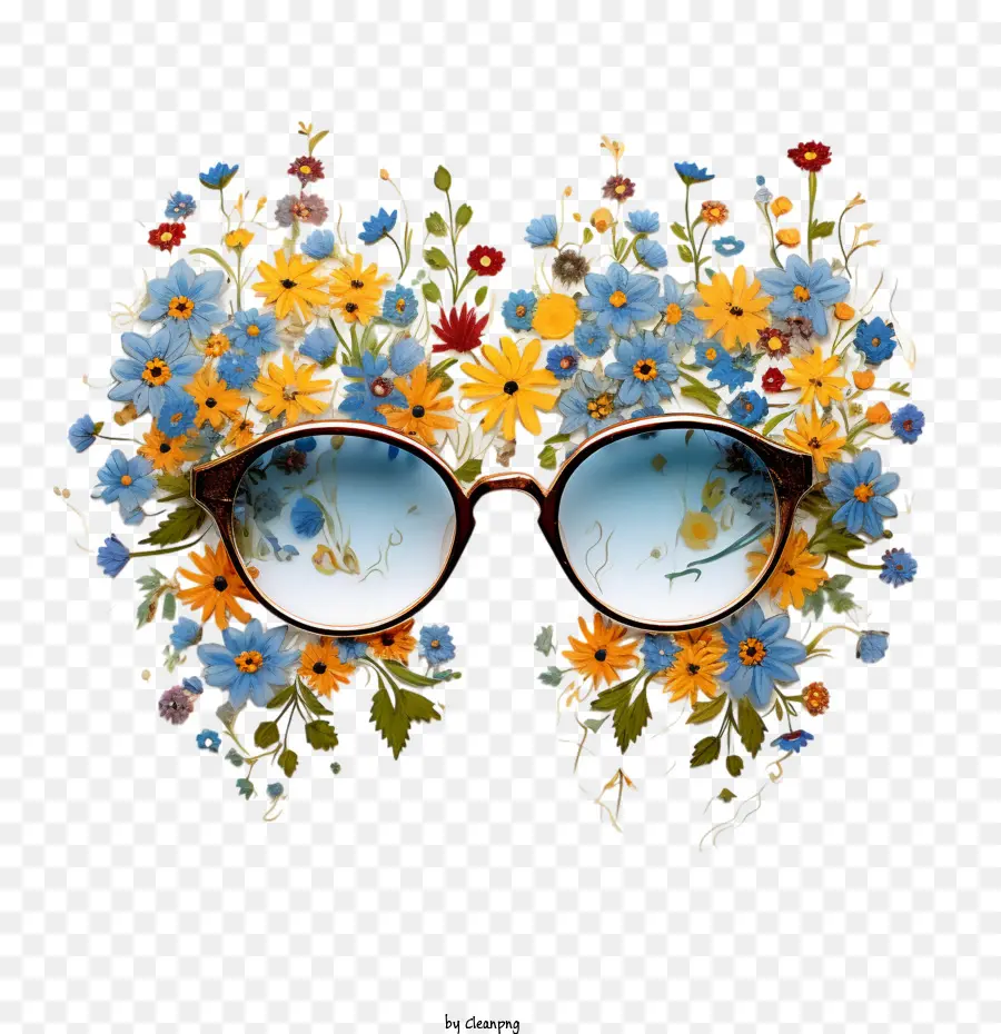แว่นตากันแดด，ดอกไม้ PNG