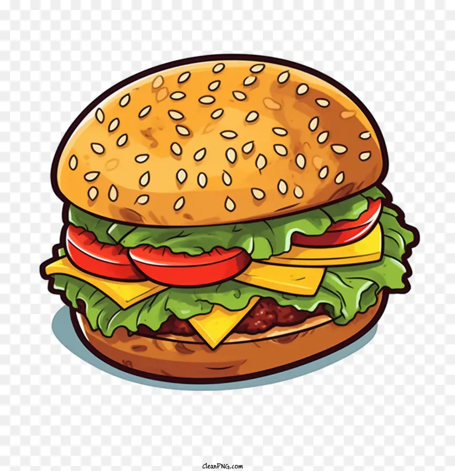 แฮมเบอร์เกอร์ที่วาดด้วยมือ，Doodle Hamburger PNG