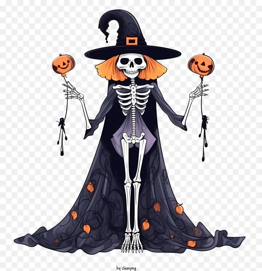 โครงกระดูกฮาโลวีน，Skeleton Witch PNG