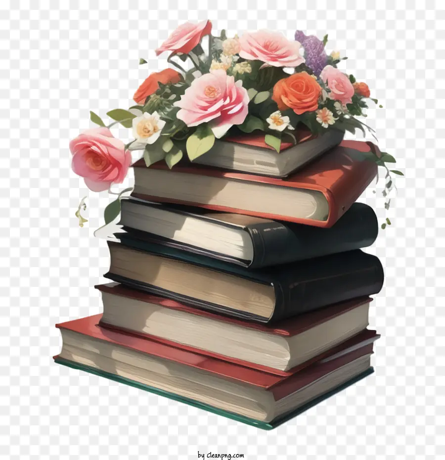 หนังสือ，ดอกไม้ PNG