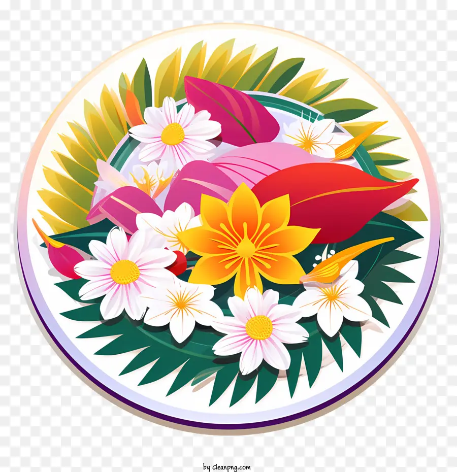 Onam Floral Rangoli，จานดอกไม้ PNG