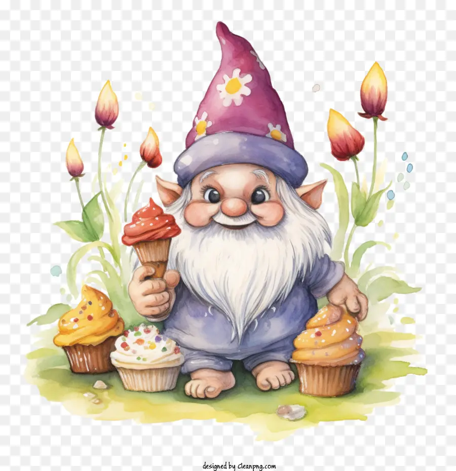 Gnome วันเกิด，Gnome กับคัพเค้ก PNG