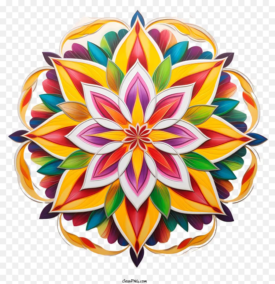 Onam Floral Rangoli，แมนดาลาสีสันสดใส PNG