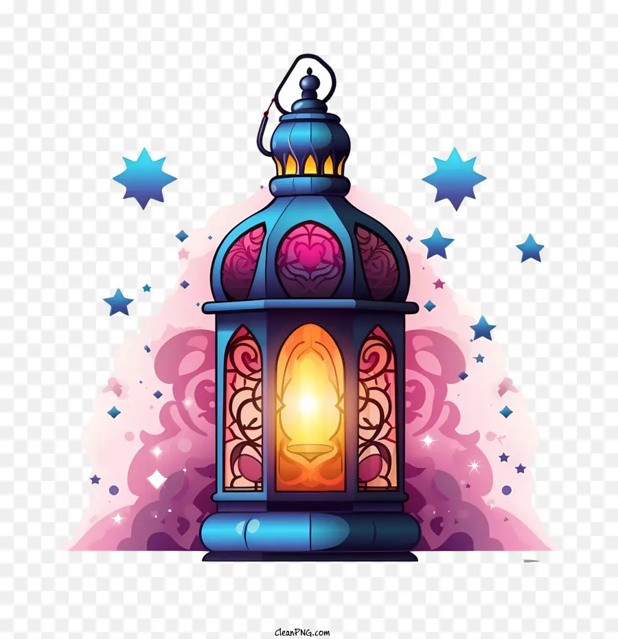 Ramadan Kareem Lantern，โคมไฟสีน้ำเงิน PNG