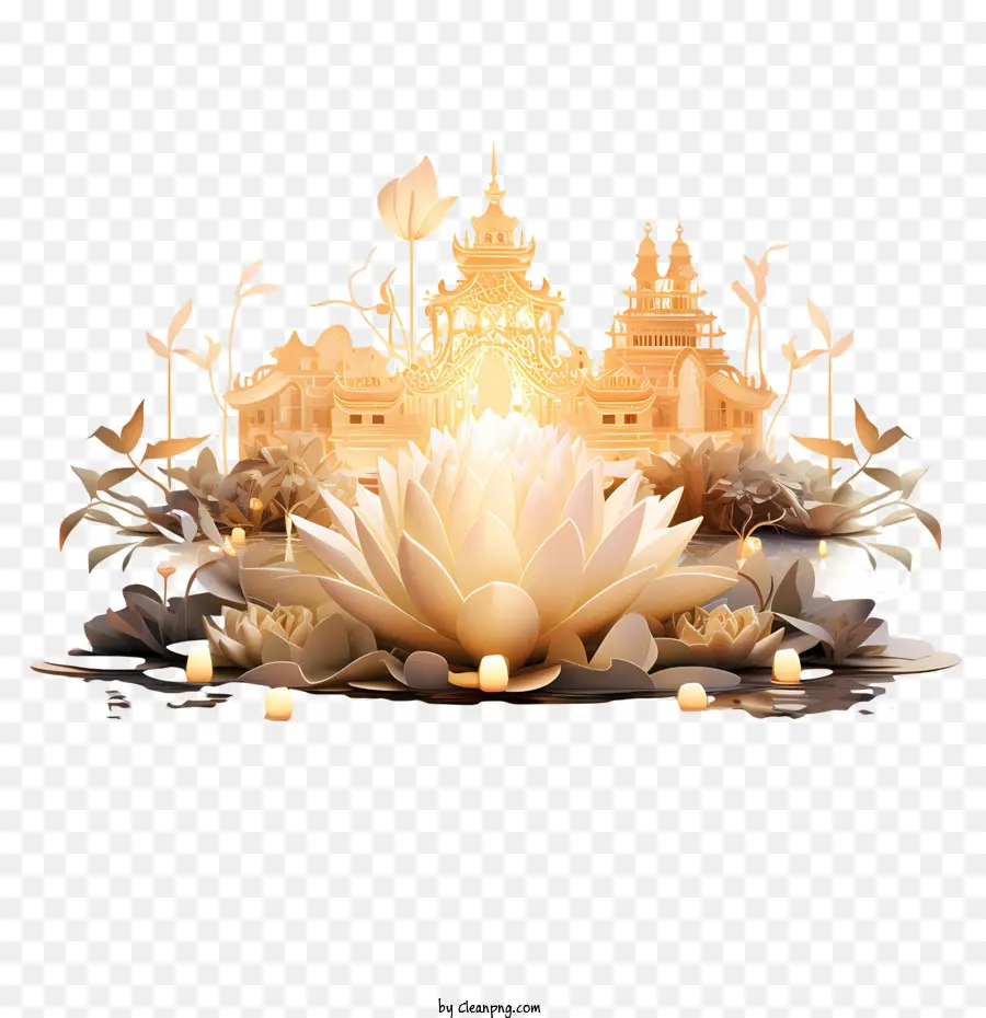 Loy Krathong，ดอกบัวทองคำ PNG